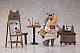 RIBOSE Tea Time Cats Scene Nyan-machi Panya Tenin & Okakyu Set Plastic Figure gallery thumbnail